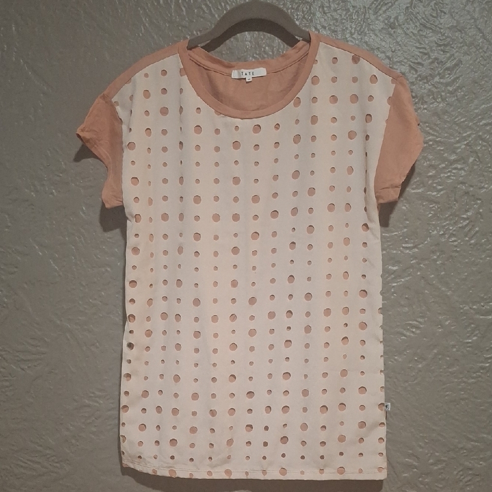 TATE 90 Stylish Beige and Brown Women's Top